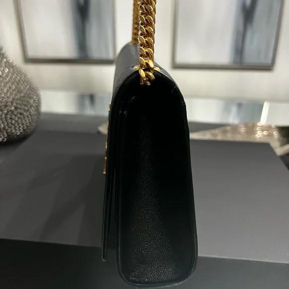 Saint Laurent YSL Black Kate Medium Flap Purse - In Grain De Poudre - Picture 9 of 17
